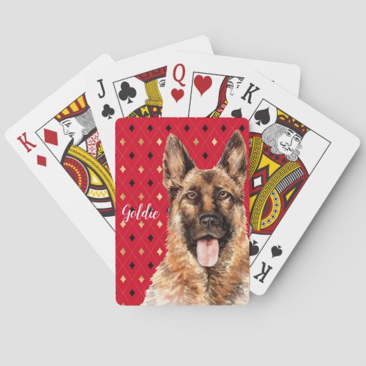 Waterverf German Shepherd Dog Personalized Pokerkaarten (Achterkant)