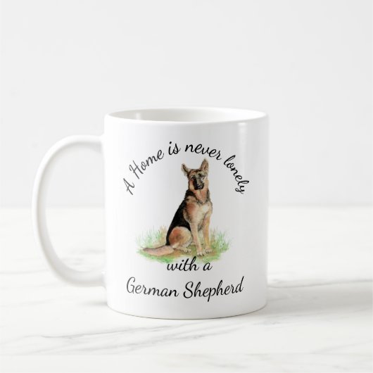Waterverf German Shepherd Dog Pet Animal Koffiemok (Links)