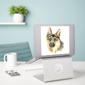 Waterverf German Shepherd Dog Pet Animal Sticker (Laptop op bureau)