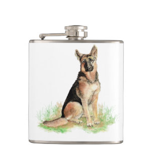 Waterverf German Shepherd Dog Pet Cute Animal Heupfles