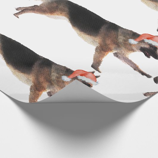 Waterverf German Shepherd Holiday Cadeaupapier (Hoek)