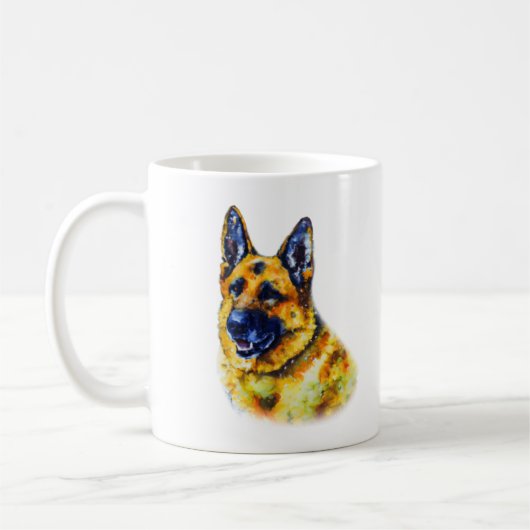 Waterverf German Shepherd Koffiemok (Links)