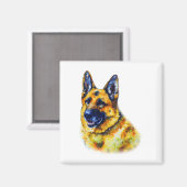 Waterverf German Shepherd Magneet (Voorkant / Achterkant)