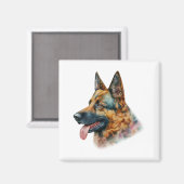Waterverf German Shepherd Magneet (Voorkant / Achterkant)