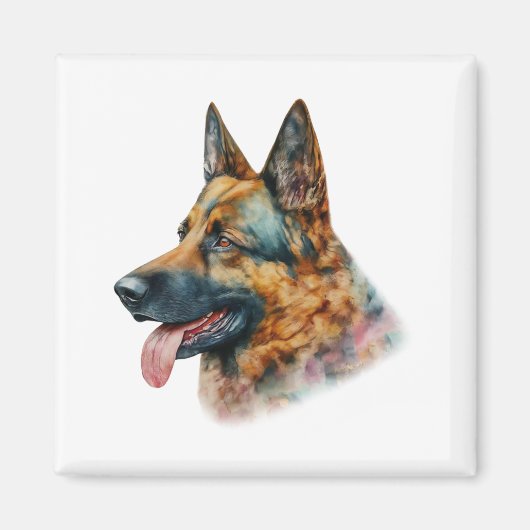 Waterverf German Shepherd Magneet (Voorkant)