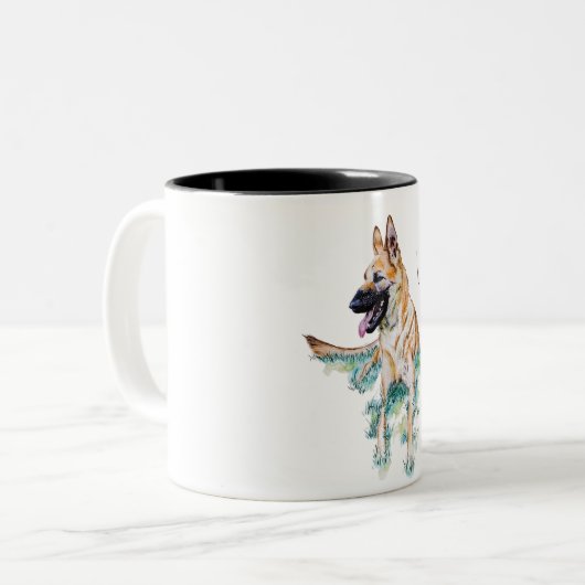 Waterverf German Shepherd Malinois Personalized Tweekleurige Koffiemok (Voorkant links)