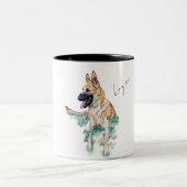 Waterverf German Shepherd Malinois Personalized Tweekleurige Koffiemok (Center)