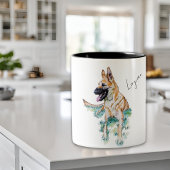 Waterverf German Shepherd Malinois Personalized Tweekleurige Koffiemok