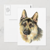 Waterverf German Shepherd Pet Dog Animal Briefkaart (Voorkant / Achterkant)