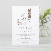 Waterverf German Shepherd Pet & Floral Pink Rose Kaart (Staand voorkant)