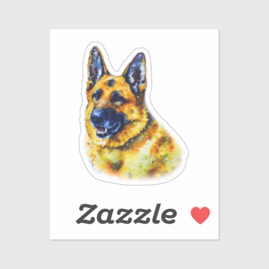 Waterverf German Shepherd Sticker (Vel)