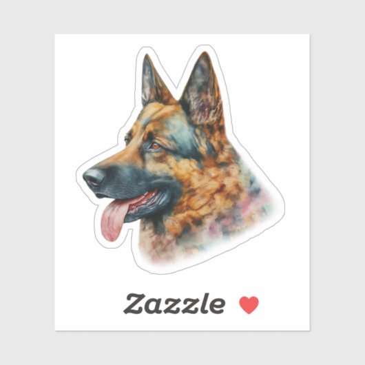 Waterverf German Shepherd Sticker (Vel)