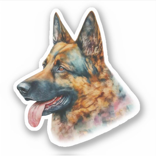 Waterverf German Shepherd Sticker (Voorkant)