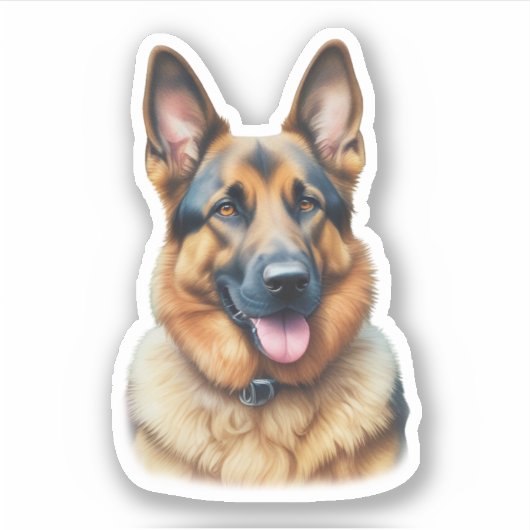 Waterverf German Shepherd Sticker (Voorkant)