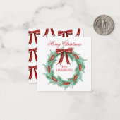 Waterverf geruite lint krans kerst behuizing notitiekaartje (Voorkant / Achterkant in situ)