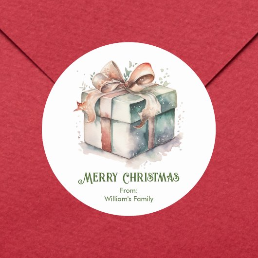 Waterverf geschenkdoos ronde sticker