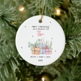 Waterverf Geschenktassen & Eerste Familie van Drie Keramisch Ornament