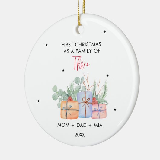 Waterverf Geschenktassen & Eerste Familie van Drie Keramisch Ornament (Links)