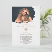 Waterverf Gescheurd Papier Foto Bruids Thee Party Kaart (Staand voorkant)