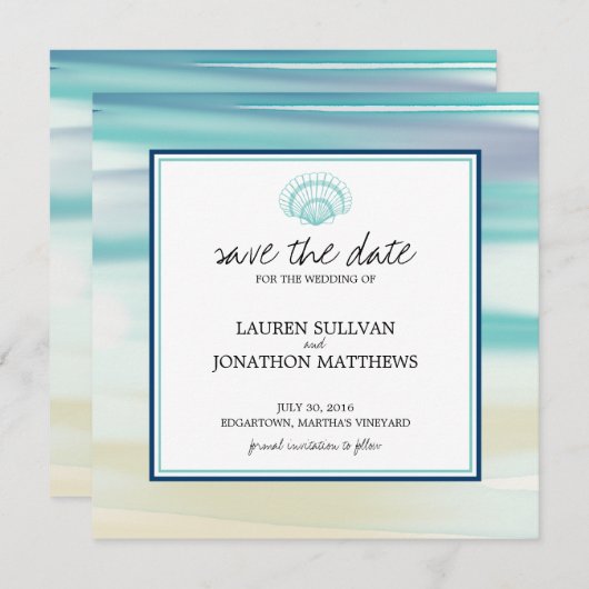 Waterverf Geschikt Shell sparen de Datum Save The Date (Voorkant / Achterkant)
