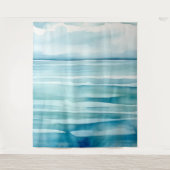 Waterverf geschilderd blauw water oceaan hemel scè wandkleed (Voorkant)