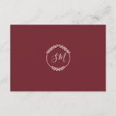 Waterverf geschilderd bordeaux blad bruiloft recep informatiekaartje (Achterkant)