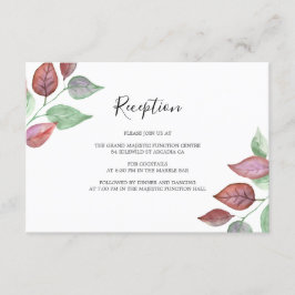 Waterverf geschilderd bordeaux blad bruiloft recep informatiekaartje