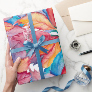 Waterverf geschilderd botanische poinsettia kerst cadeaupapier