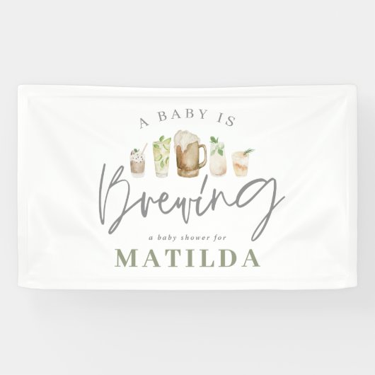 waterverf geschilderd drinken baby shower partij spandoek (Horizontaal)