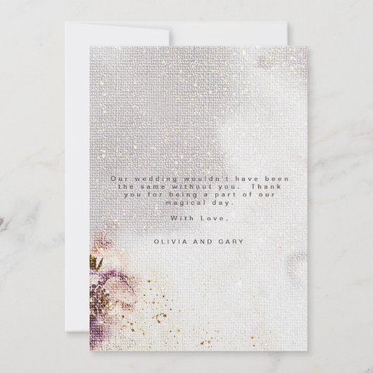 Waterverf geschilderd Floral Canvas bruiloft Bedankkaart (Achterkant)