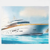 Waterverf geschilderd jacht op het blauwe water fleece deken (Voorkant (Horizontaal))