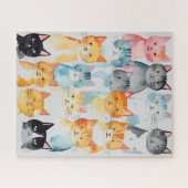 Waterverf geschilderd kleurrijke kat collage legpuzzel (Horizontaal)