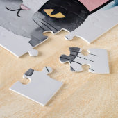 Waterverf geschilderd kleurrijke kat collage legpuzzel (Zijkant)