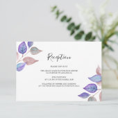 Waterverf geschilderd Paarse bladeren bruiloft rec Informatiekaartje (Staand voorkant)