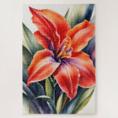 Waterverf geschilderd Sinaasappel leliebloem Legpuzzel (Verticaal)