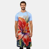 Waterverf geschilderd Sinaasappel leliebloem Schort (Gedragen)