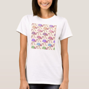 Waterverf Geschilderd struisvogelpatroon T-shirt