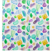 Waterverf geschilderd Zeeen glas Douchegordijn (Voorkant)