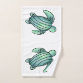 waterverf geschilderd zeeen schildpad cartoon blau bad handdoek (Handdoek)