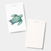 waterverf geschilderd zeeen schildpad cartoon blau badge (Voor- en achterkant)