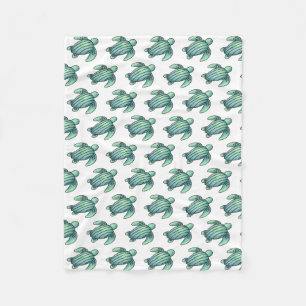 waterverf geschilderd zeeen schildpad cartoon blau fleece deken
