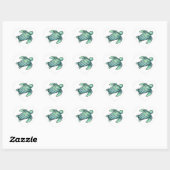 waterverf geschilderd zeeen schildpad cartoon blau hart sticker (Vel)