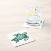 waterverf geschilderd zeeen schildpad cartoon blau kartonnen onderzetters (Insitu)