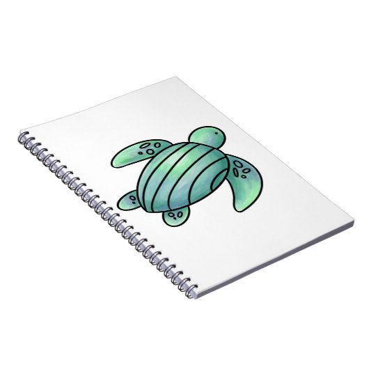 waterverf geschilderd zeeen schildpad cartoon blau notitieboek (Rechterzijde)