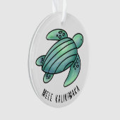 waterverf geschilderd zeeen schildpad cartoon blau ornament (voorkant)