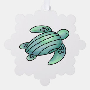waterverf geschilderd zeeen schildpad cartoon blau ornament kaart
