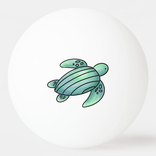 waterverf geschilderd zeeen schildpad cartoon blau pingpongbal (Voorkant)