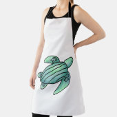 waterverf geschilderd zeeen schildpad cartoon blau schort (Insitu)