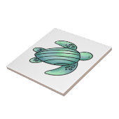 waterverf geschilderd zeeen schildpad cartoon blau tegeltje (Zijkant)