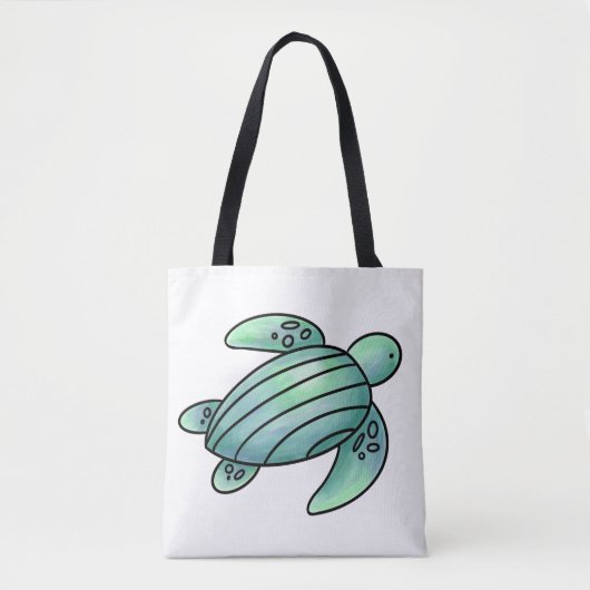 waterverf geschilderd zeeen schildpad cartoon blau tote bag (Voorkant)